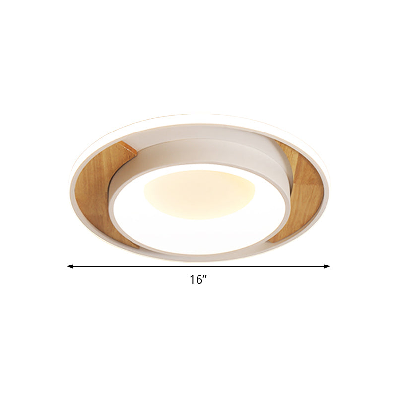 16"/19.5" Wide White Round Flush Mount Modern Acrylic LED Ceiling Light Fixture for Bedroom