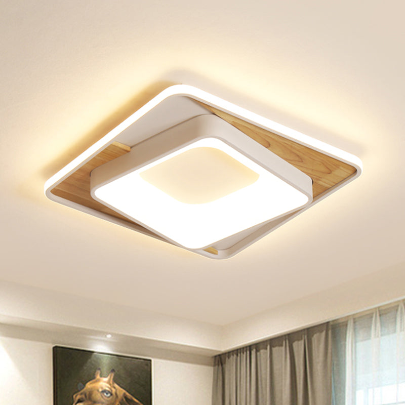 Acrylic Square Flush Mount Lighting Simple Style White 16"/19.5" Wide LED Ceiling Lamp