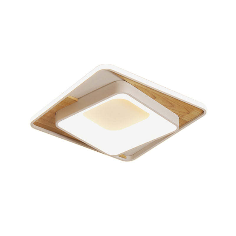 Acrylic Square Flush Mount Lighting Simple Style White 16"/19.5" Wide LED Ceiling Lamp