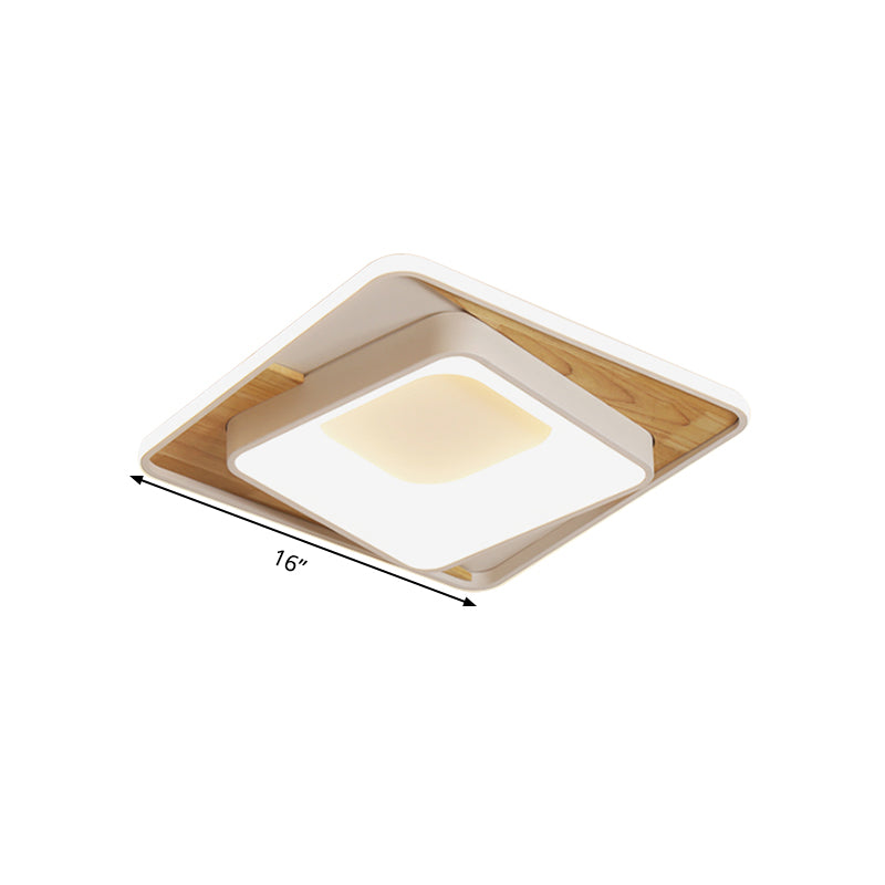 Acrylic Square Flush Mount Lighting Simple Style White 16"/19.5" Wide LED Ceiling Lamp