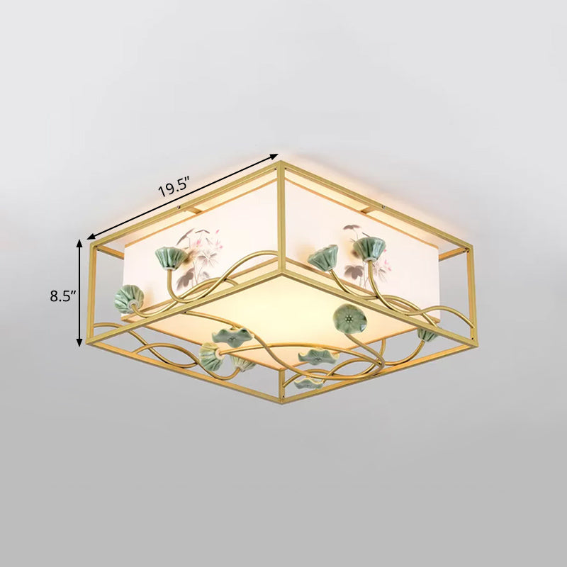 Tissu en tissu carrouillé Éclairage traditionnel 19.5 "/23.5" Wide 5 Lumière Chambre Ceiling Fixture en blanc