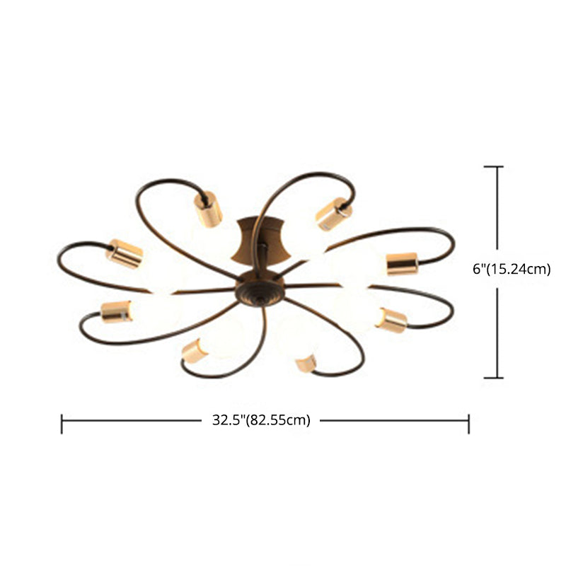 Kale bol industriële retro semi-flush mount radiaal gietijzeren plafondlicht