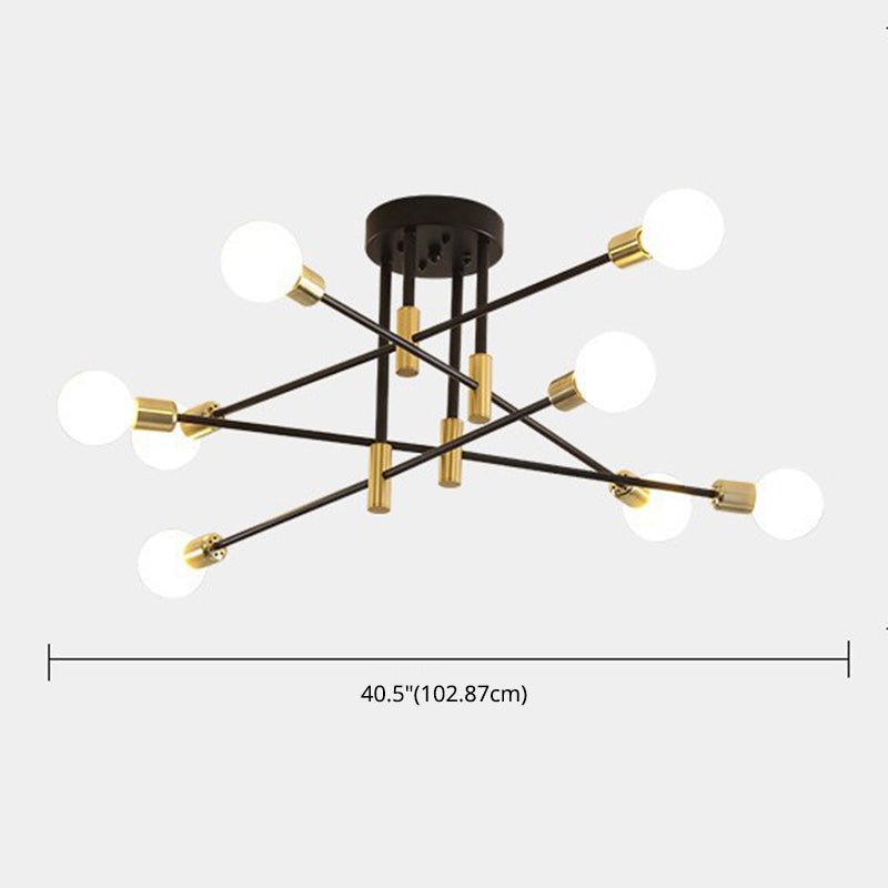 Hotel Ceiling Light in Industrial Style Sputnik Metal Semi Flush Mount