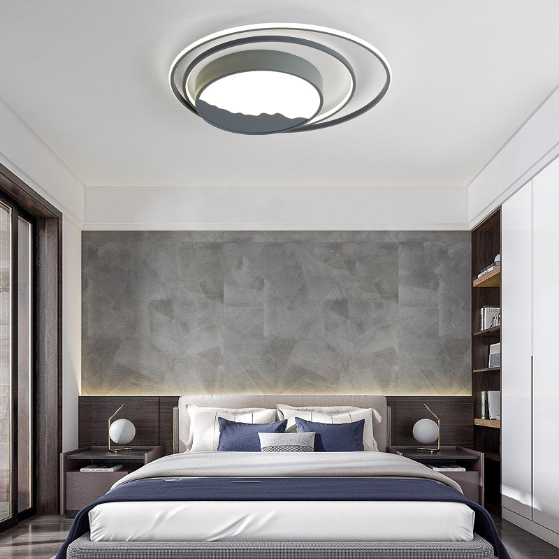 Drum Acrylic Flush Mount Fixture Macaron Grey/White 19.5"/23.5" Wide LED Ceiling Light for Bedroom