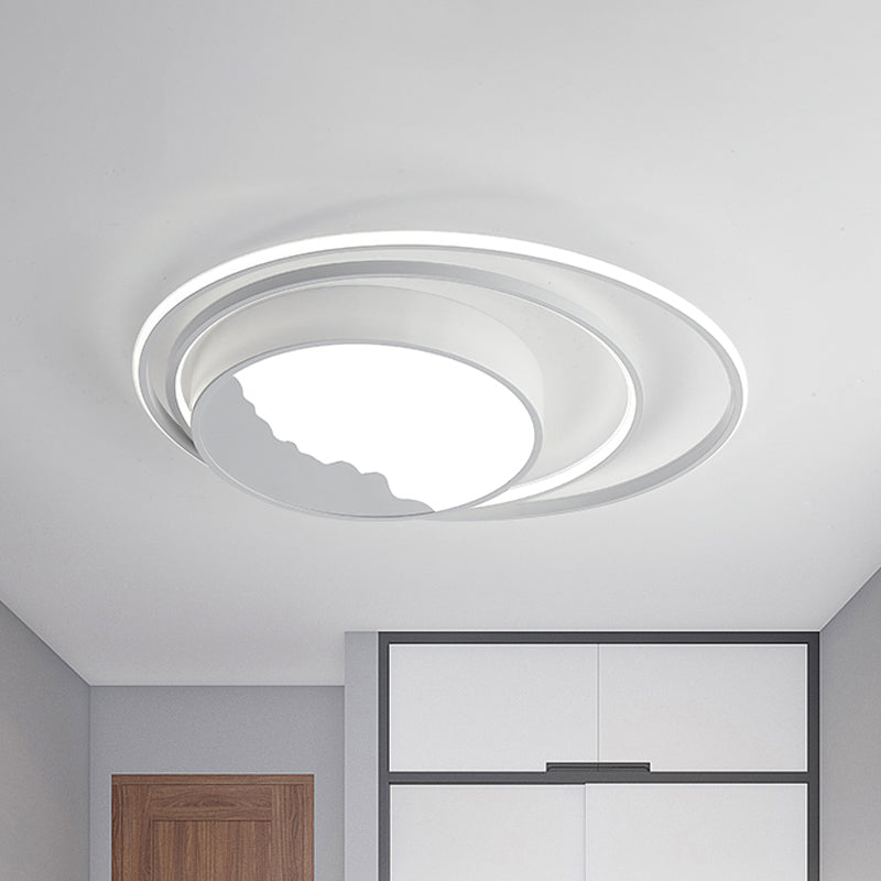 Drum Acrylic Flush Mount Fixture Macaron Grey/White 19.5"/23.5" Wide LED Ceiling Light for Bedroom