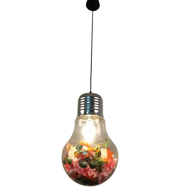 1 Light Bulb Shaped Hanging Pendant Lights Industrial Style Glass Pendant Ceiling Lights