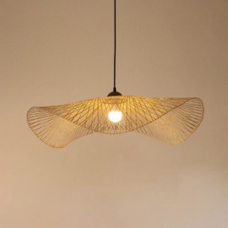 Restruction ombragée Pendante luminaire Bamboo Asia Style Plafond Pendant Light in Beige