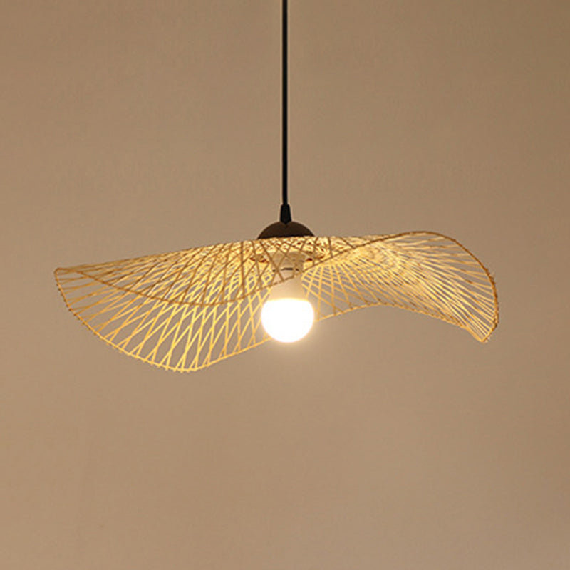 Restruction ombragée Pendante luminaire Bamboo Asia Style Plafond Pendant Light in Beige