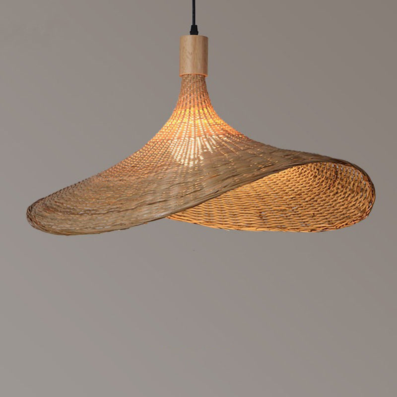 Azië -stijl hanglamp plafondlicht beige hoed hangend licht licht met bamboeschaduw