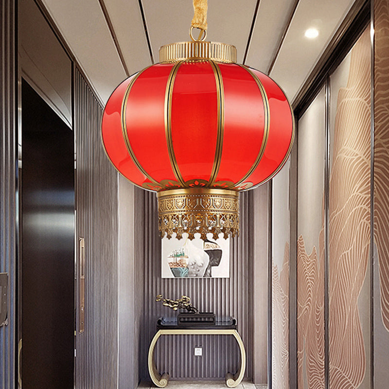 Éclairage de pendentif en verre rouge / blanc Kérosène 10 "/ 14" / 16 "de large 1 Light Style Traditional Style Lampe de lampe