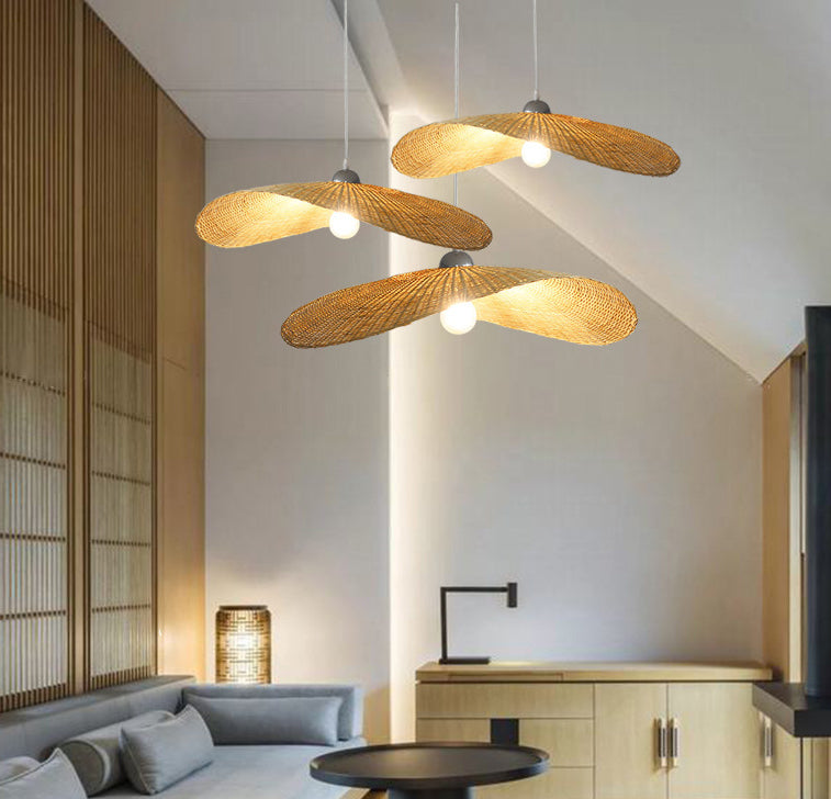 ASIA Hat Lighting Lighting Bamboo Bamboo Sala de colgantes Colgante de colgante en beige