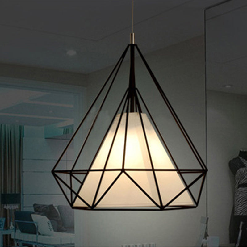 1 Light Diamond Pendant Industrial Metal Ceiling Pendant with Hanging Cord for Restaurant