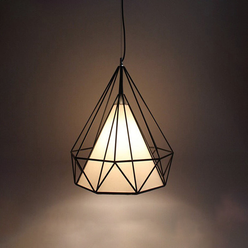 1 Light Diamond Pendant Industrial Metal Ceiling Pendant with Hanging Cord for Restaurant