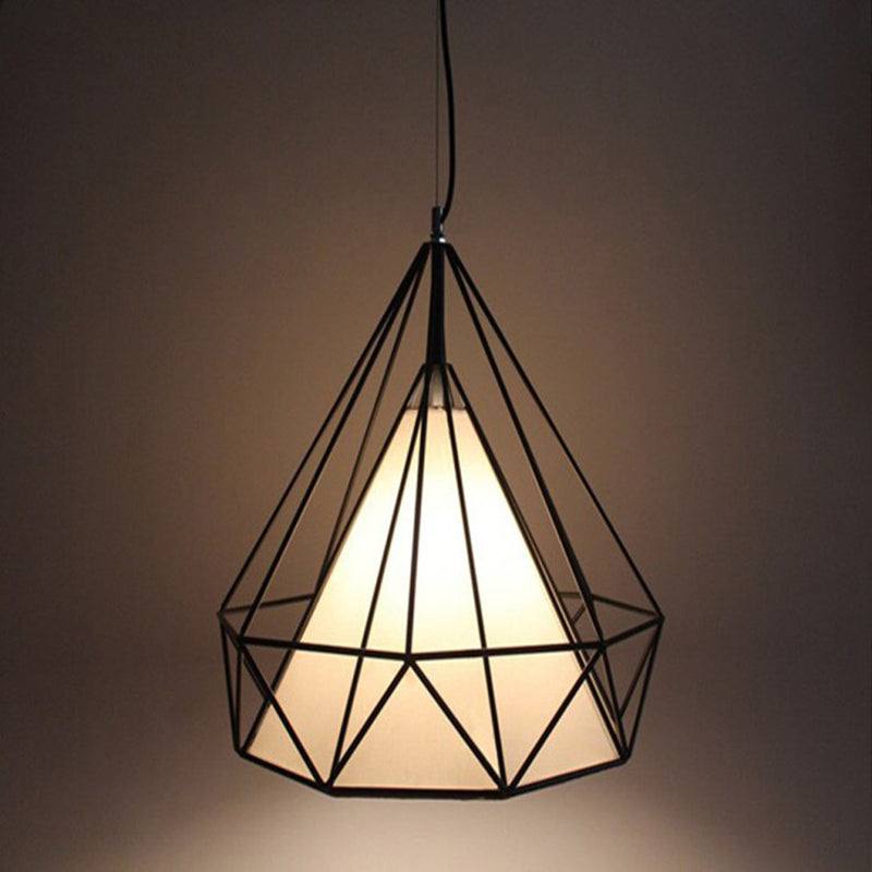 1 Light Diamond Pendant Industrial Metal Ceiling Pendant with Hanging Cord for Restaurant