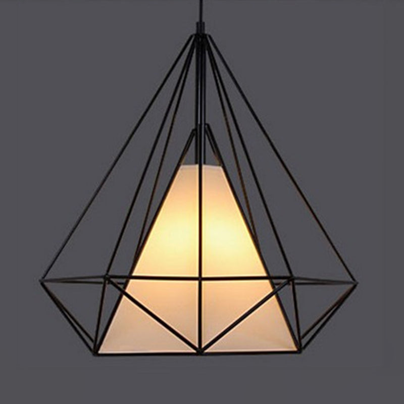 1 Light Diamond Pendant Industrial Metal Ceiling Pendant with Hanging Cord for Restaurant