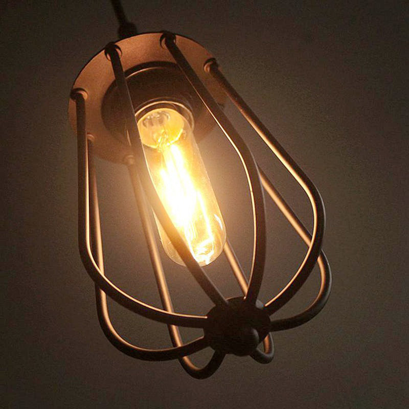 1 Light Caged Lamp Hanging Light Fixtures Retro Industrial Metallic Ceiling Pendant for Bar