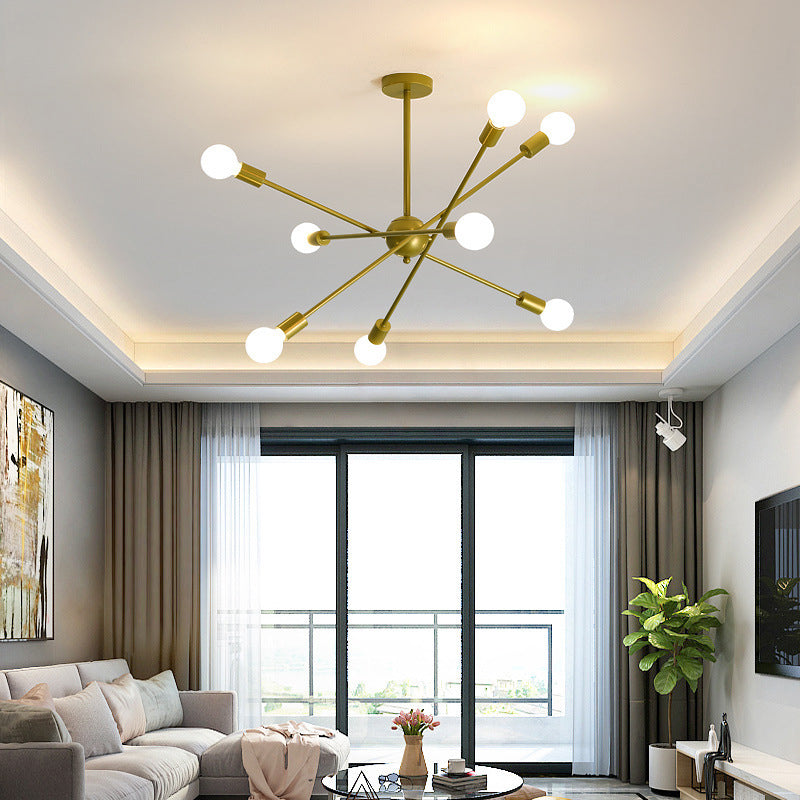 Molecular Styling Metal Ceiling Light Open Bulb Design Geometric Lines Lighting Fixture