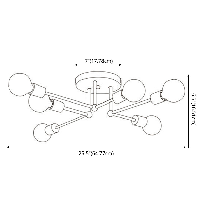 Simplicity plafondlicht met 6 licht 25,5 "brede moderne stijl Decoratieve verlichting armatuur