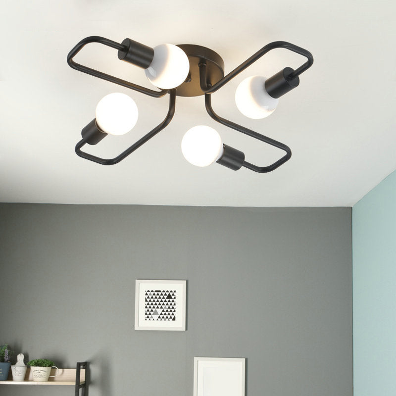 Twisted arm metalen plafond licht Noordse stijl multidichte verlichtingsarmatuur voor slaapkamer woonkamer