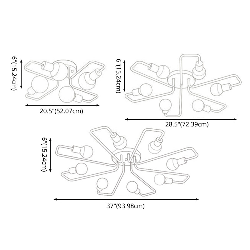 Twisted arm metalen plafond licht Noordse stijl multidichte verlichtingsarmatuur voor slaapkamer woonkamer