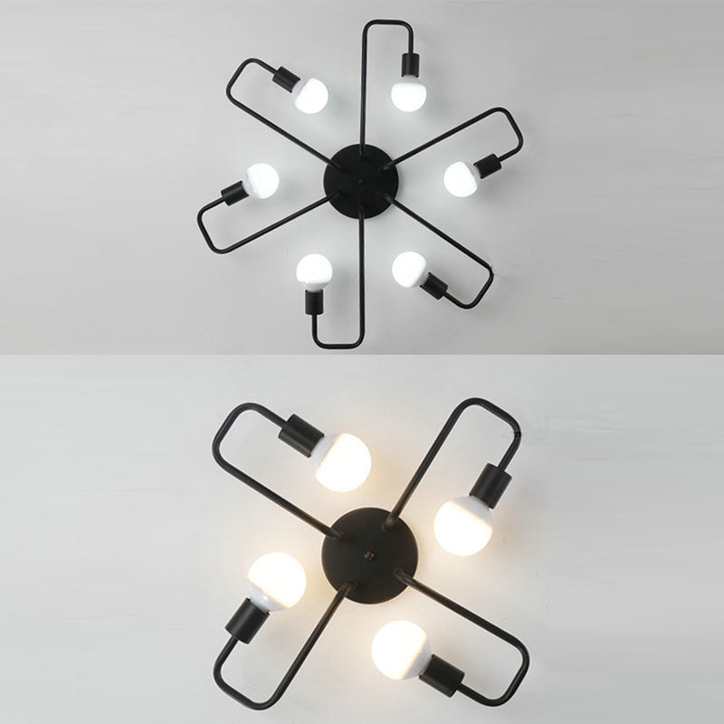 Twisted Arm Metal Ceiling Light Nordic Style Multi-lights Lighting Fixture for Bedroom Living Room