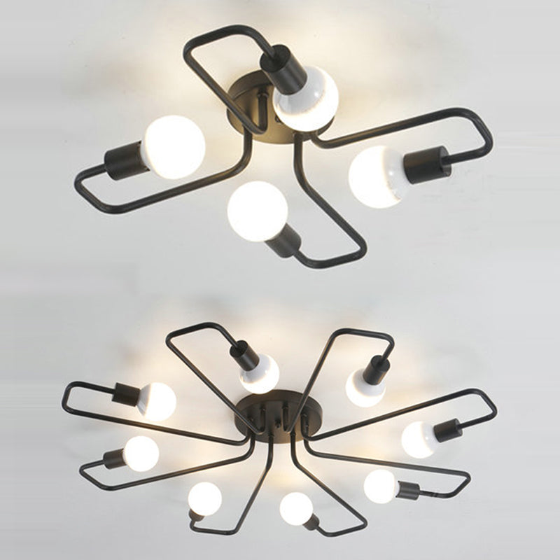 Twisted Arm Metal Ceiling Light Nordic Style Multi-lights Lighting Fixture for Bedroom Living Room