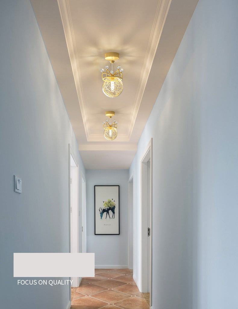 Semi-filo a forma di corona d'oro moderna moderna apparecchiatura a soffitto in vetro trasparente per corridoio per il corridoio