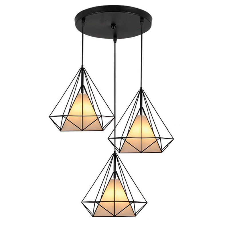 3-Lights Geometric Multi Pendant Light Fixture Industrial Metal Multi-Pendant