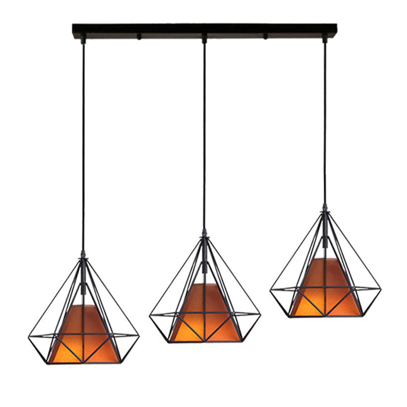 3-Lights Geometric Multi Pendant Light Fixture Industrial Metal Multi-Pendant