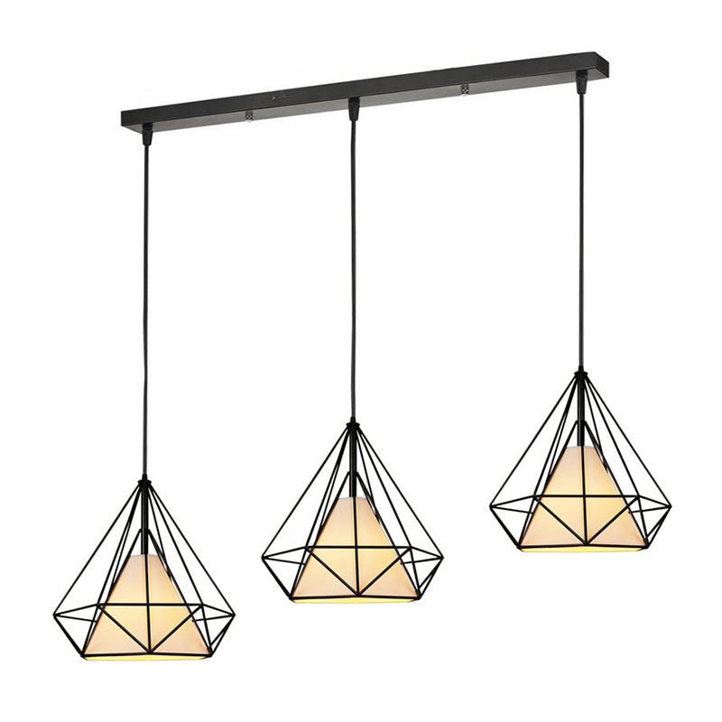 3-Lights Geometric Multi Pendant Light Fixture Industrial Metal Multi-Pendant