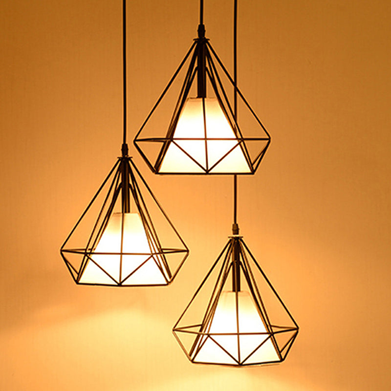 3-Lights Geometric Multi Pendant Light Fixture Industrial Metal Multi-Pendant