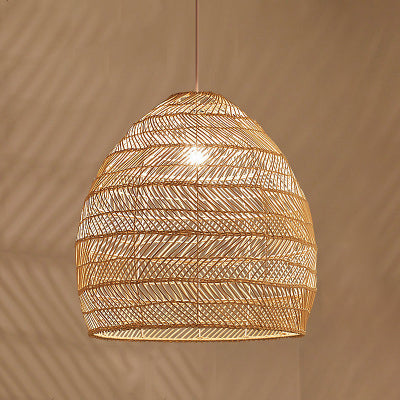 MODERNA SOSPENSIONE MIDERE INSUGNI A MANO LUCE RATTAN 1 Ciondolo Light