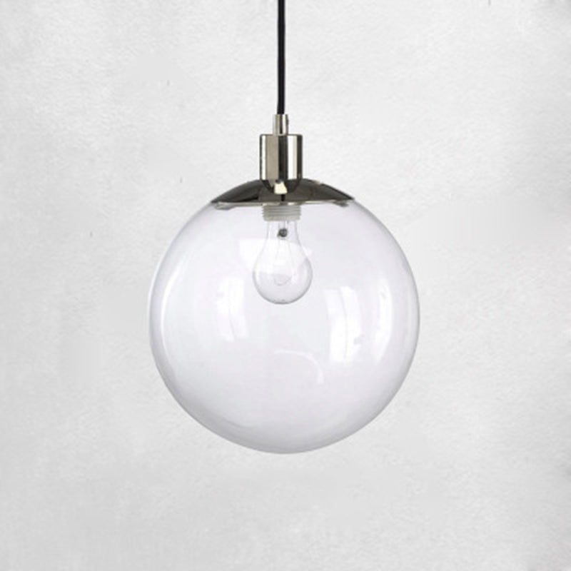 Modern Spherical Clear Glass Shade Pendant Light Chrome 1 Light Coffee Shop Suspension Light