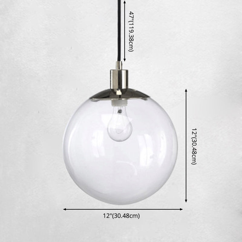 Moderne kugelförmige Klarglas Schatten Anhänger Licht Chrom 1 Leichte Café -Shop -Federung Licht