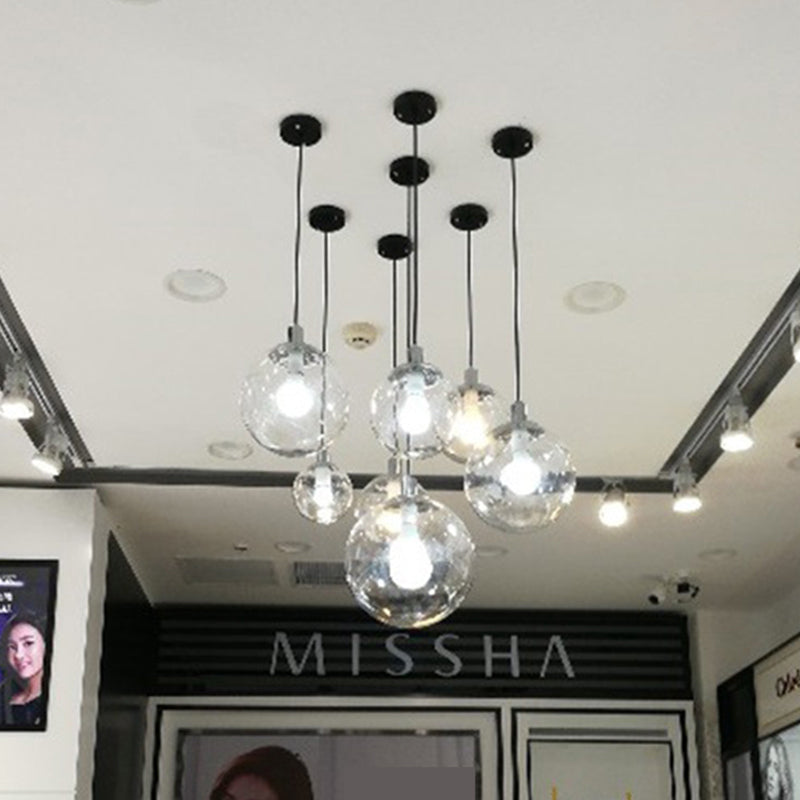 Modern Spherical Clear Glass Shade Pendant Light Chrome 1 Light Coffee Shop Suspension Light