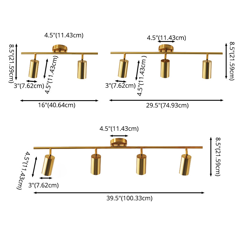 Nordic Modern LED  Track Lighting in Golden Surface Mounted Spotlight for Home Living Room Background Wall and Commercial Clothing Store