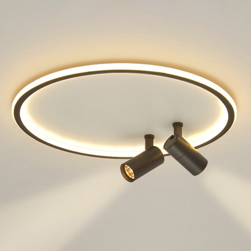 2-Light Aluminium LED Semi Flush Mount in Modern Style Adjustable Lamp Indoor Ceiling Light