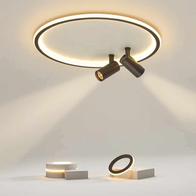 2-Light Aluminium LED Semi Flush Mount in Modern Style Adjustable Lamp Indoor Ceiling Light