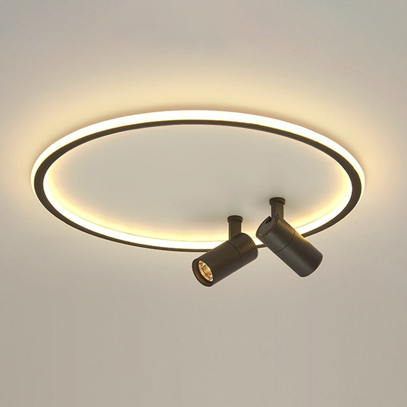 2-Light Aluminium LED Semi Flush Mount in Modern Style Adjustable Lamp Indoor Ceiling Light