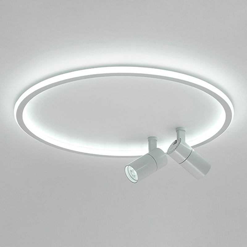 2-Light Aluminium LED Semi Flush Mount in Modern Style Adjustable Lamp Indoor Ceiling Light