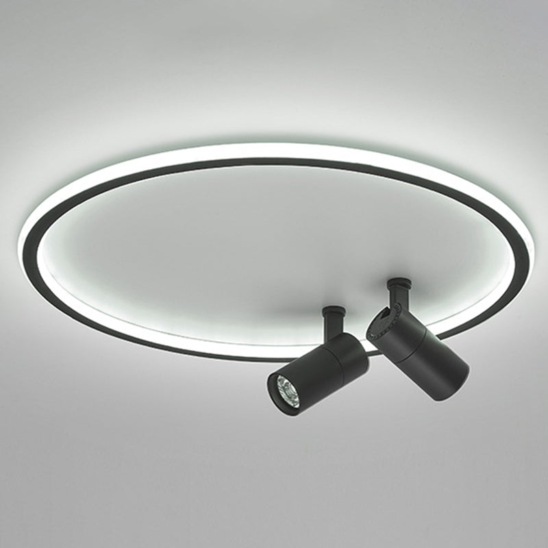 2-Light Aluminium LED Semi Flush Mount in Modern Style Adjustable Lamp Indoor Ceiling Light