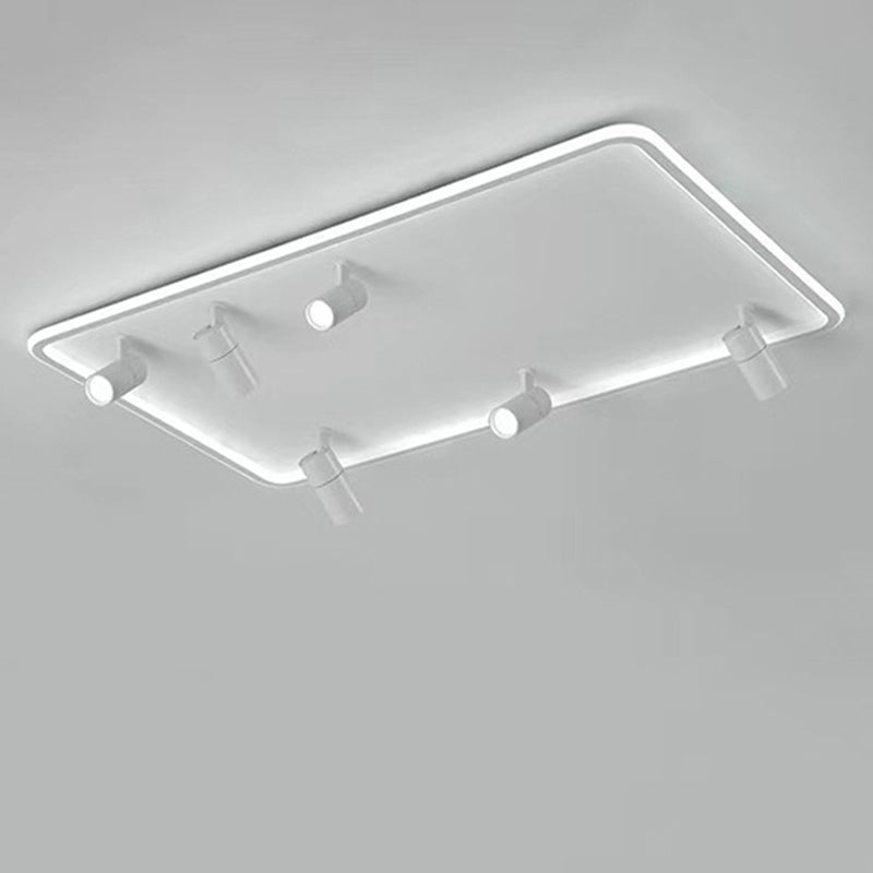 6-Light Rectangular LED Semi Flush Ceiling Light in Modern Simplicity Aluminium Indoor Flush Mount