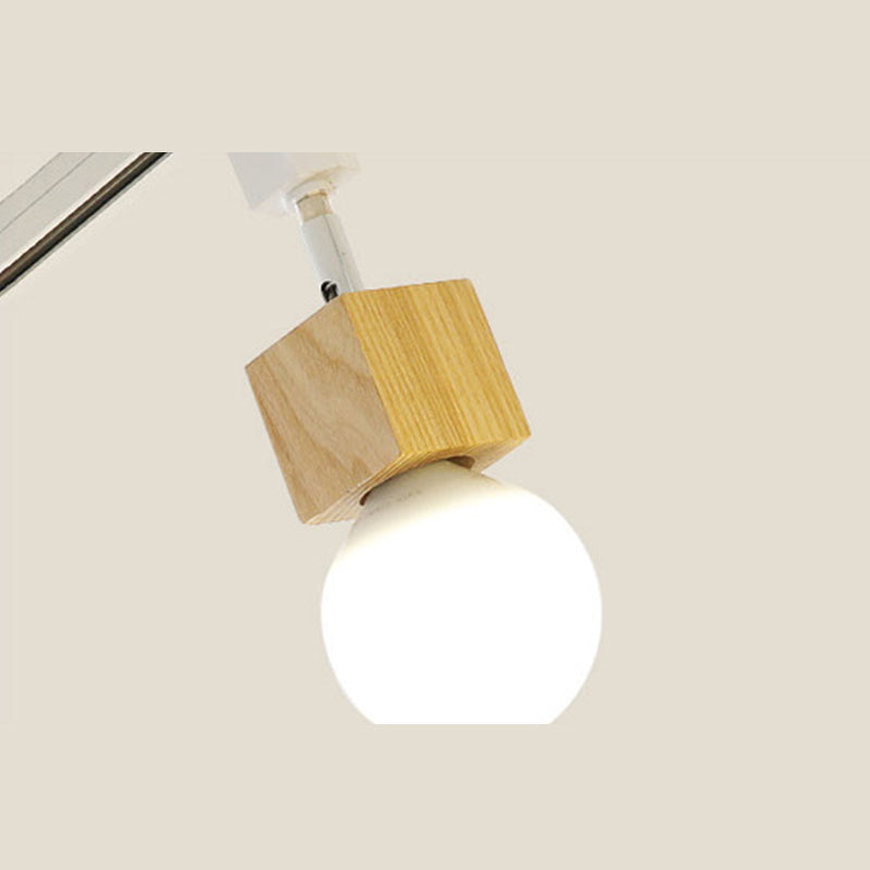 Nordic Led Track Lighting Modern Minimalist Style Adjustable Solid Wood Semi Mount Lighting for Household and Commercial