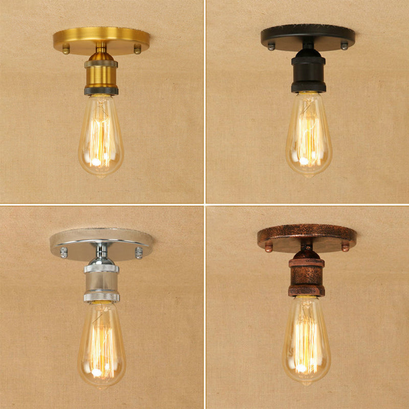 5.3 "" De large ampoule ouverte 1-Light Light Light Style Industriel Corridor Corridor Semi Flush Mount Lampe