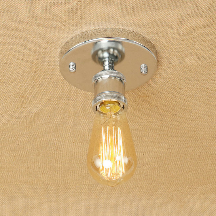 5.3" Wide Open Bulb 1-light Mini Ceiling Light Industrial Style Aisle Corridor Semi Flush Mount Lamp