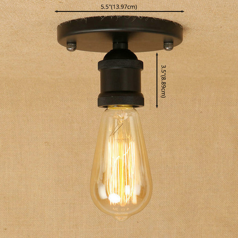 5.3" Wide Open Bulb 1-light Mini Ceiling Light Industrial Style Aisle Corridor Semi Flush Mount Lamp