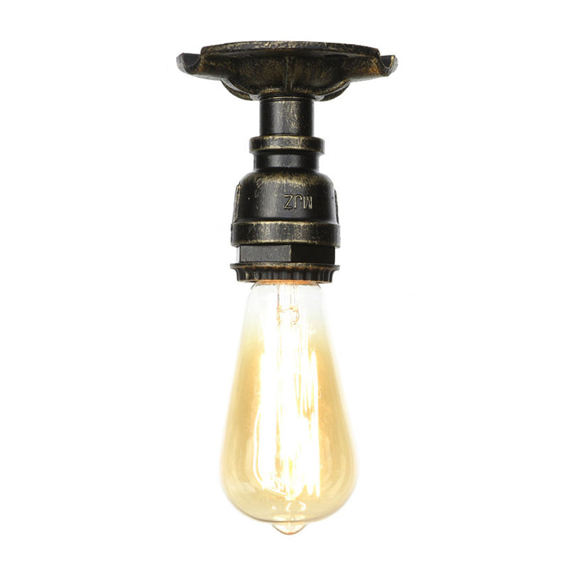 3.9 Inches Wide Old Metal Ceiling Light Creative Water Pipe Retro Lighting Fixture for Coffee Shop