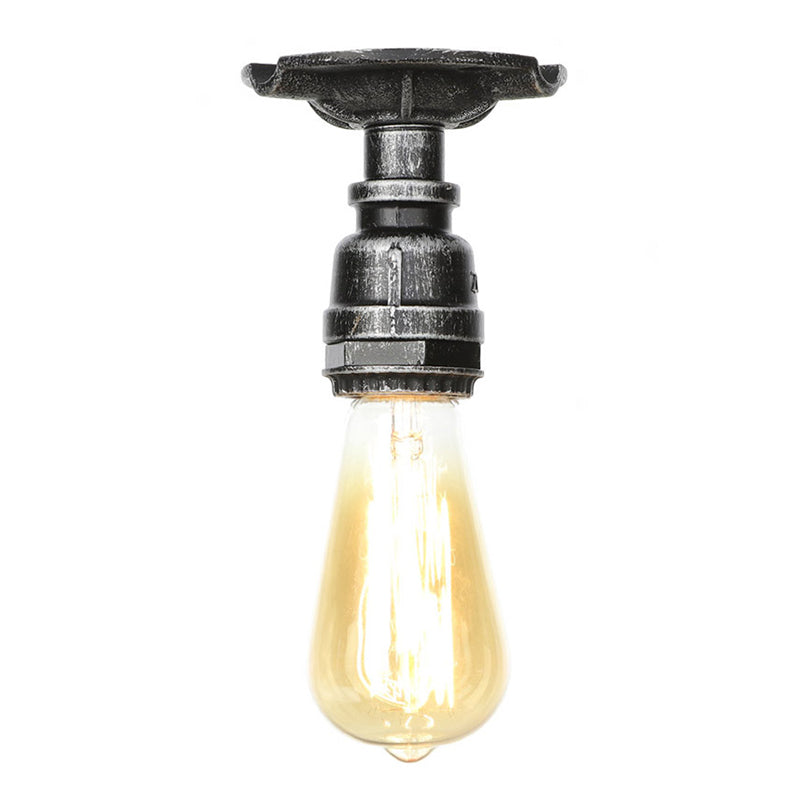 3.9 Inches Wide Old Metal Ceiling Light Creative Water Pipe Retro Lighting Fixture for Coffee Shop