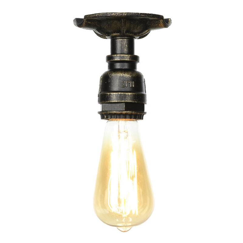 3.9 Inches Wide Old Metal Ceiling Light Creative Water Pipe Retro Lighting Fixture for Coffee Shop