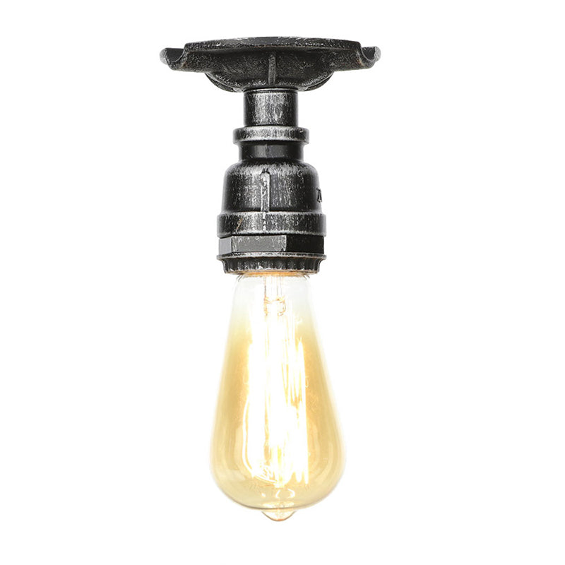 3.9 Inches Wide Old Metal Ceiling Light Creative Water Pipe Retro Lighting Fixture for Coffee Shop